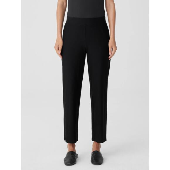 Eileen Fisher Pants - Eileen Fisher Womens Pants Black  Stretch Crepe Straight Ankle Pants Size M